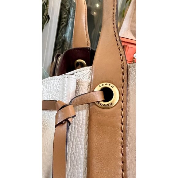 Coach Soft Pebbled White and Tan Harmony Hobo Handbag - Picture 6 of 15